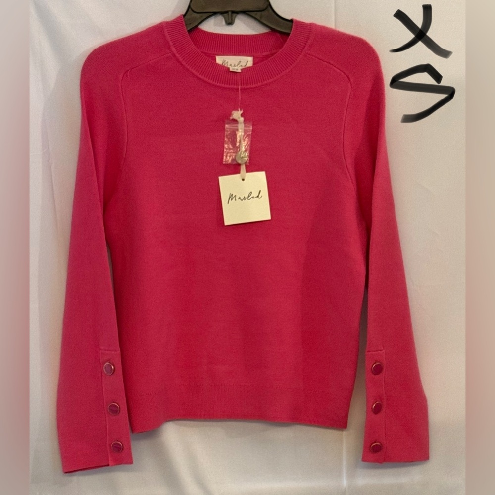 Marled Vibrant Pink Crew Neck Sweater